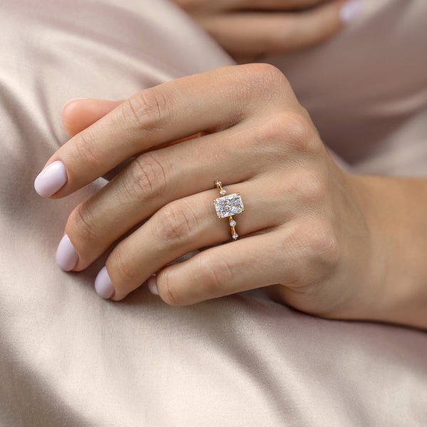 Radiant Cut Moissanite With Stone Set Shoulders