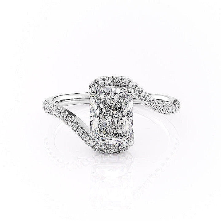 Emerald Cut Moissanite Twist Ring