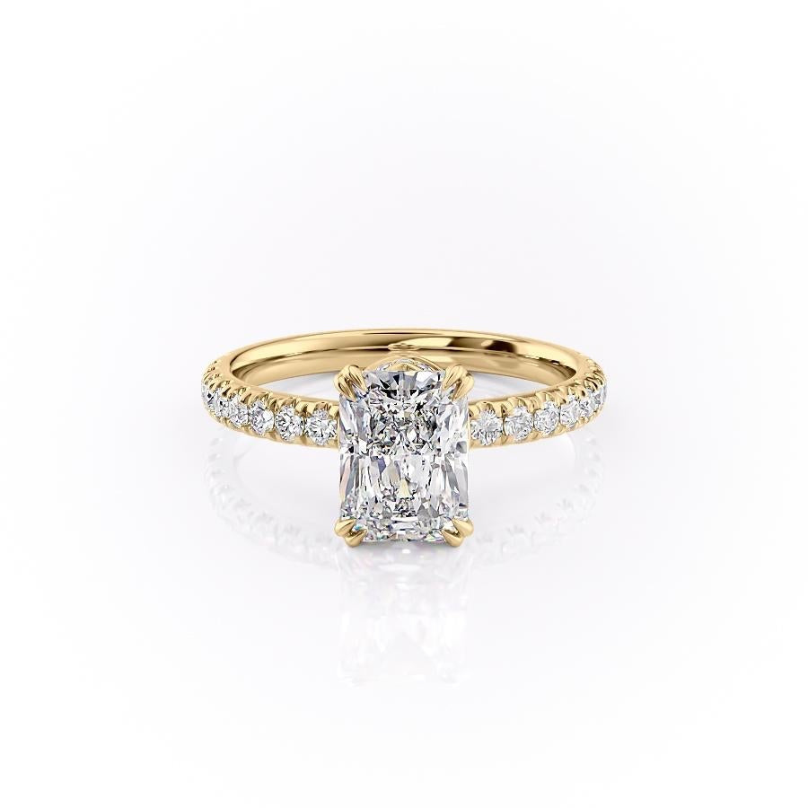 Radiant Cut Moissanite Shoulder Set Ring With Block Halo