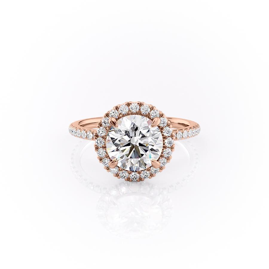 Round Cut Moissanite Engagement Ring, Classic Halo