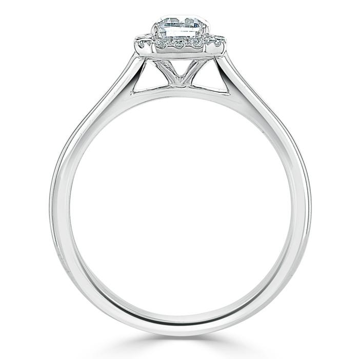 Emerald Cut Moissanite Halo Engagement Ring