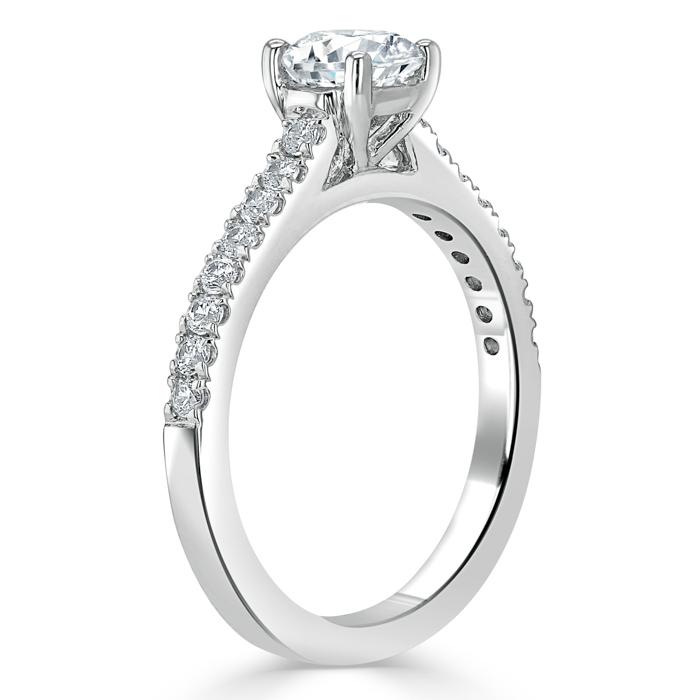 Round Cut Moissanite Engagement Ring, Classic Style