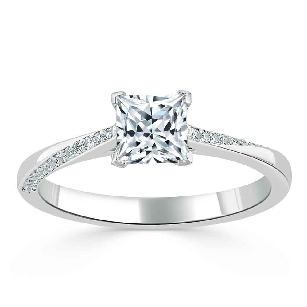 Princess Cut Moissanite Engagement Ring, Classic Style