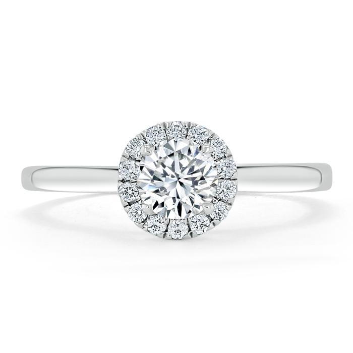 Round Cut Moissanite Halo Engagement Ring