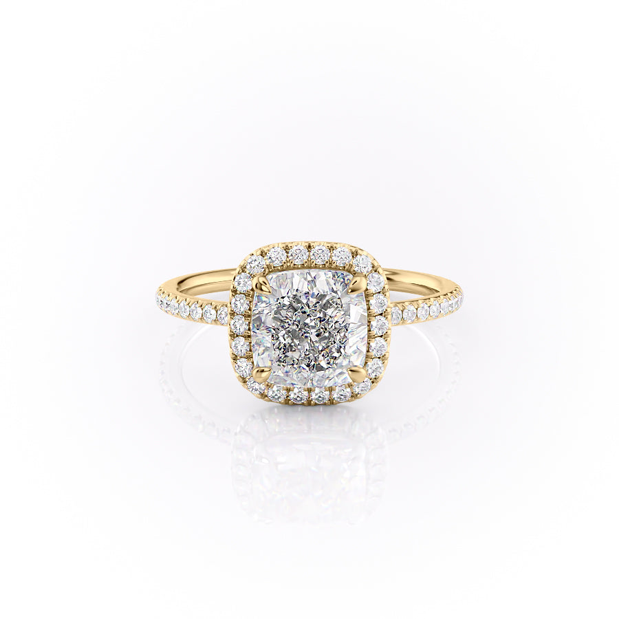 Cushion Cut Moissanite Ring, Classic Halo Design