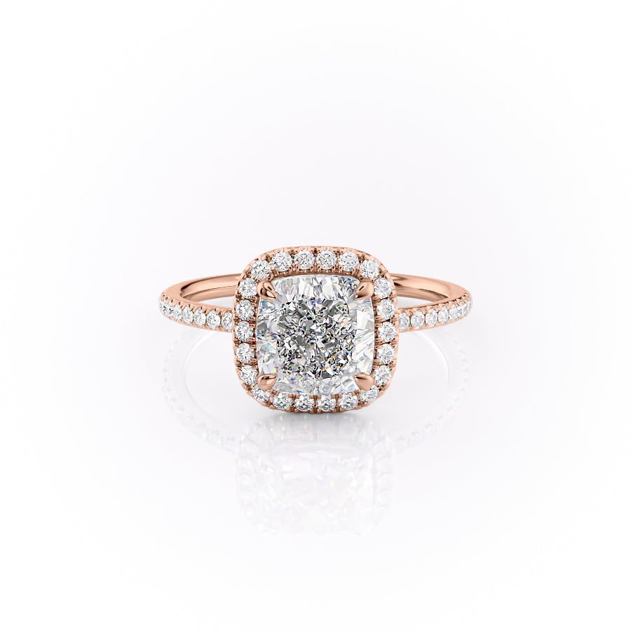 Cushion Cut Moissanite Ring, Classic Halo Design