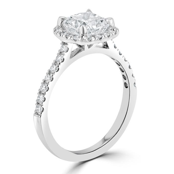 Cushion Cut Moissanite Halo Engagement Ring, Tiffany Design