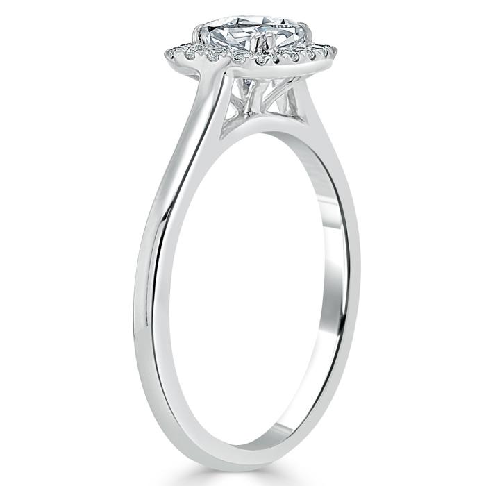 Cushion Cut Moissanite Halo Engagement Ring