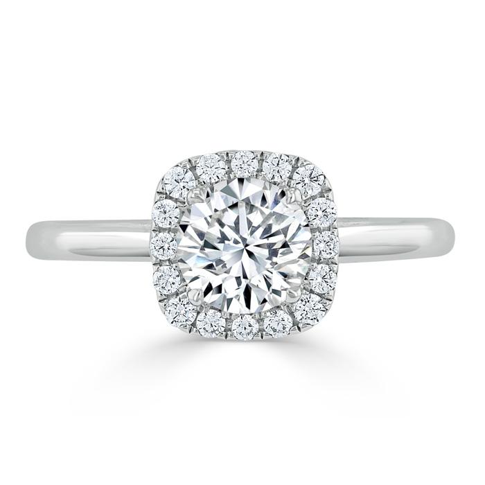 Round Cut Moissanite Halo Engagement Ring