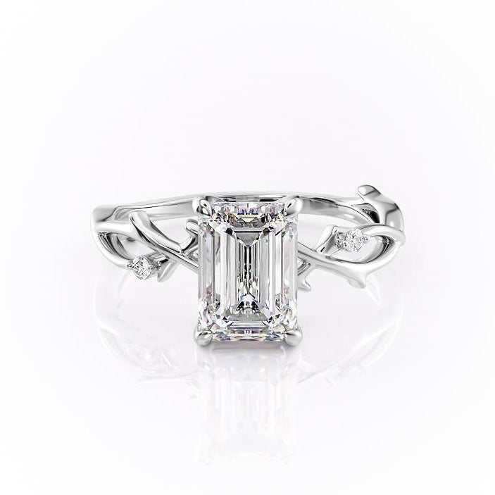 EMERALD CUT MOISSANITE ENGAGEMENT RING, TWIG DESIGN