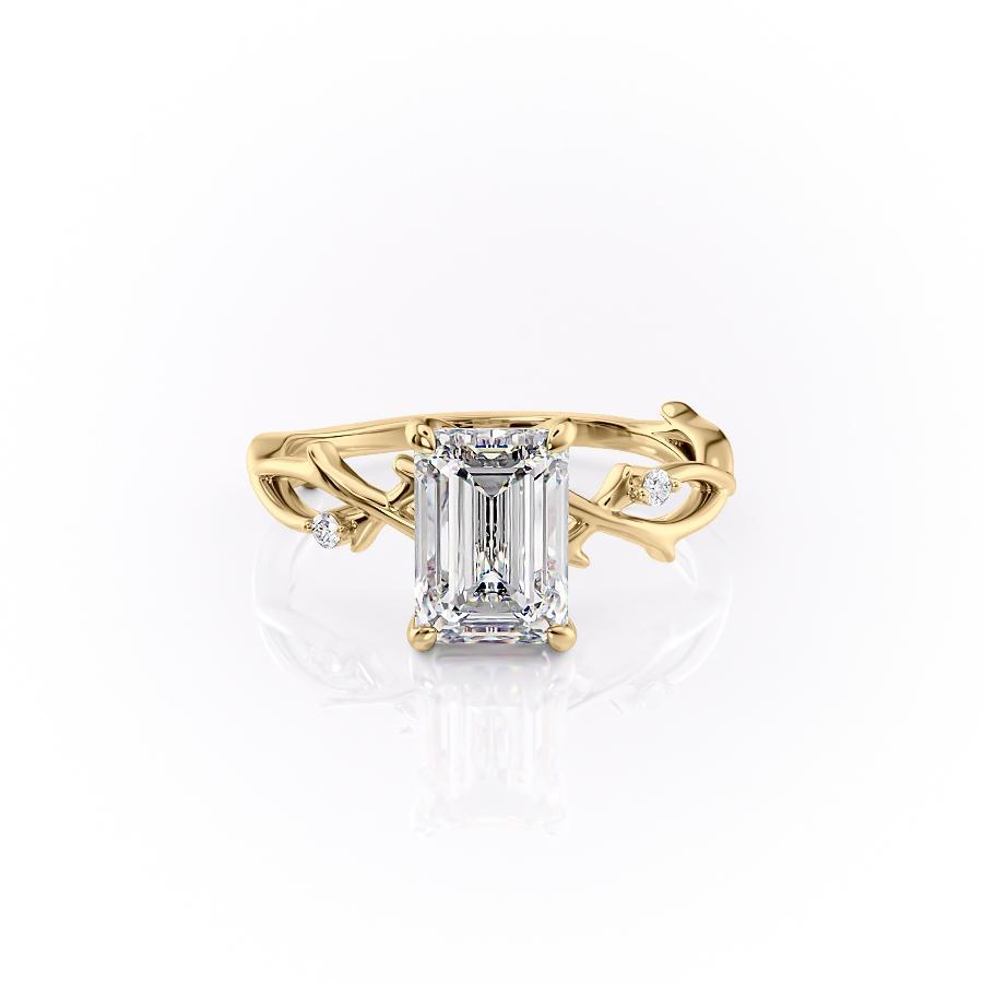 EMERALD CUT MOISSANITE ENGAGEMENT RING, TWIG DESIGN