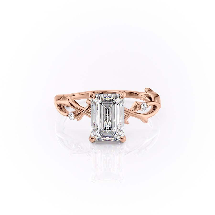 EMERALD CUT MOISSANITE ENGAGEMENT RING, TWIG DESIGN