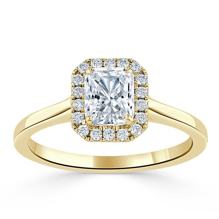 Radiant Cut Moissanite Halo Engagement Ring