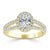 Oval Cut Moissanite Halo Engagement Ring, Tiffany Style