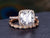 Cushion Cut Halo Ring Set, Vintage Style Band