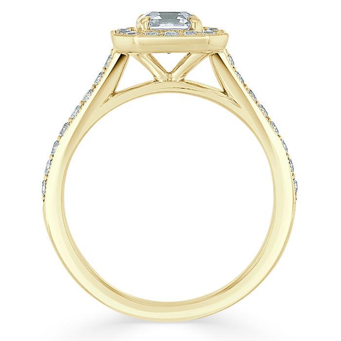 Asscher Cut Moissanite Engagement Ring, Classic Halo