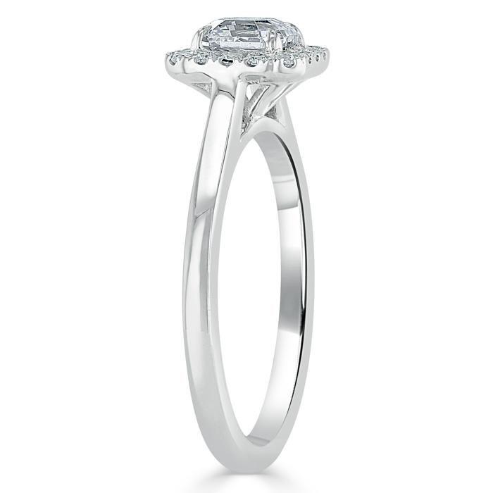 Asscher Cut Moissanite Halo Engagement Ring