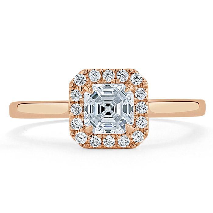 Asscher Cut Moissanite Halo Engagement Ring