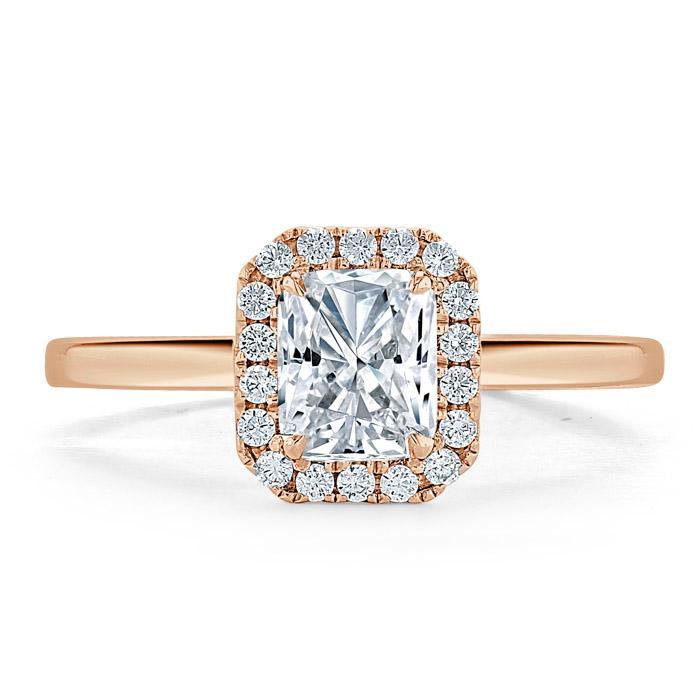 Radiant Cut Moissanite Halo Engagement Ring