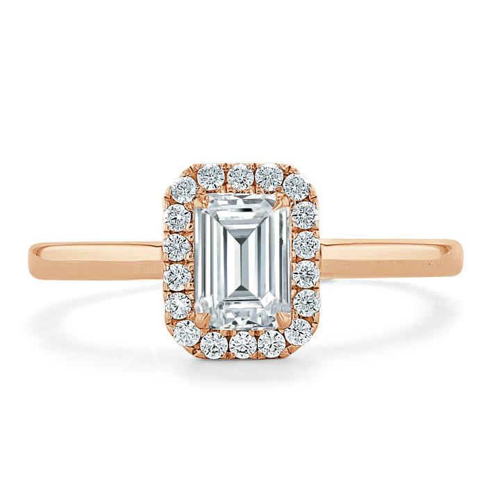 Emerald Cut Moissanite Halo Engagement Ring