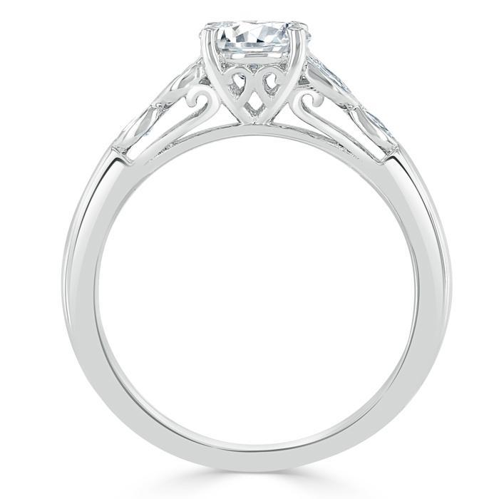 Asscher Cut Moissanite Engagement Ring, Vintage Style