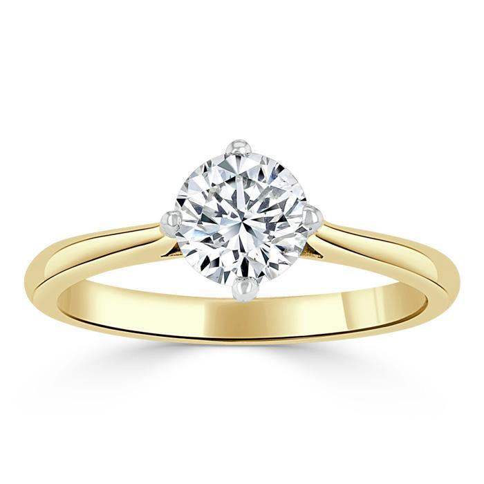 Round Cut Moissanite Engagement Ring, Classic Style