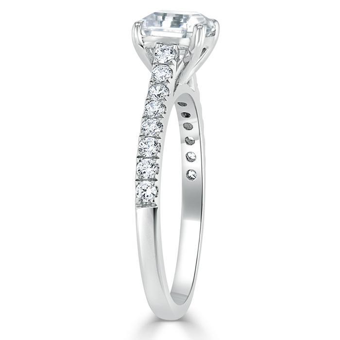 Asscher Cut Moissanite Engagement Ring, Classic Style