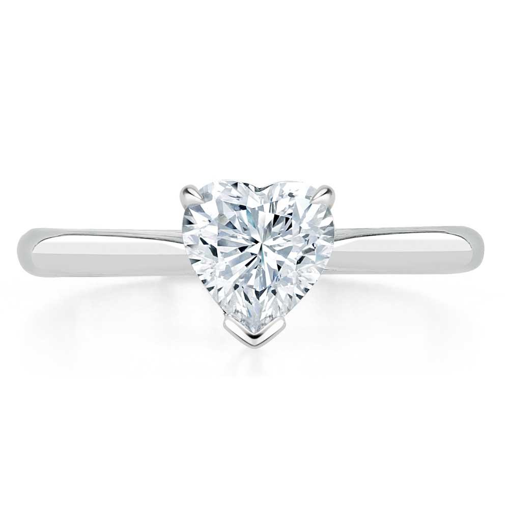 Heart Cut Moissanite Engagement Ring, Classic Style