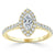 Marquise Cut Moissanite Halo Engagement Ring, Tiffany Style