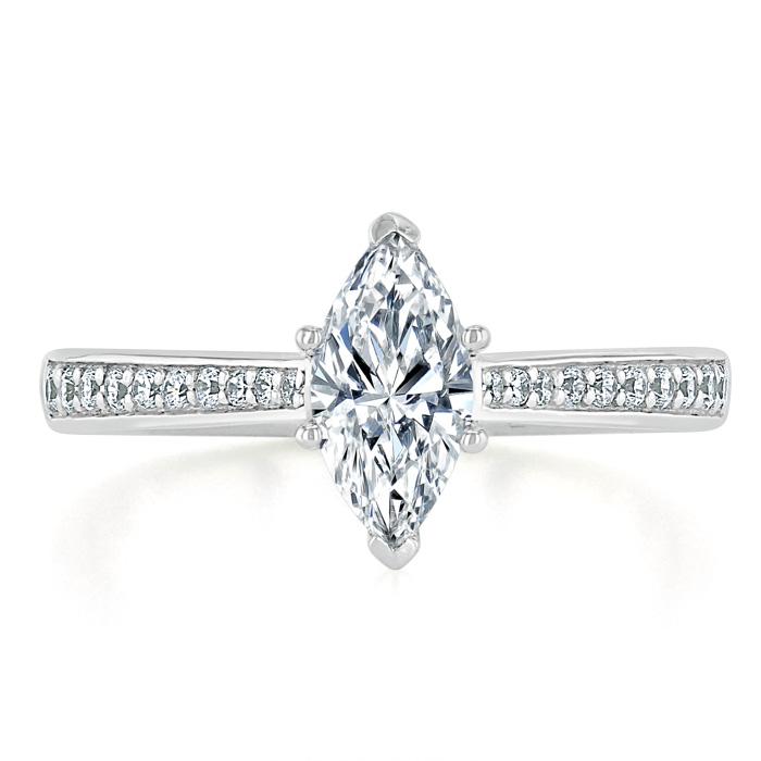 Marquise Cut Moissanite Engagement Ring, Classic Style