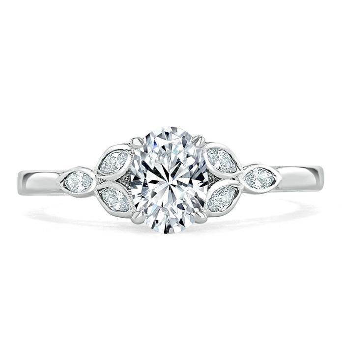 Oval Cut Moissanite Engagement Ring, Vintage Style