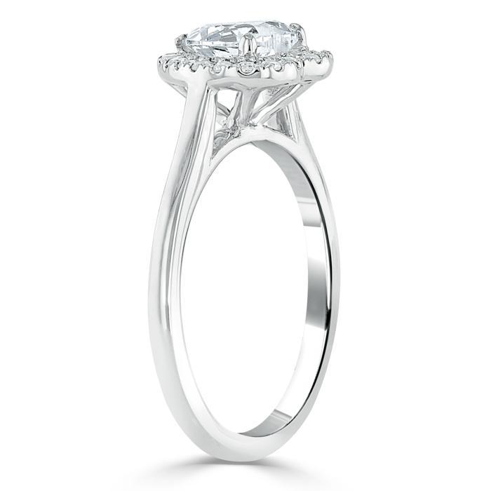 Heart Cut Moissanite Halo Engagement Ring