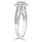 Oval Cut Moissanite Halo Engagement Ring, Tiffany Style