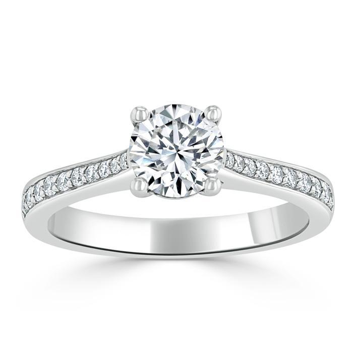 Round Cut Moissanite Engagement Ring, Classic Style