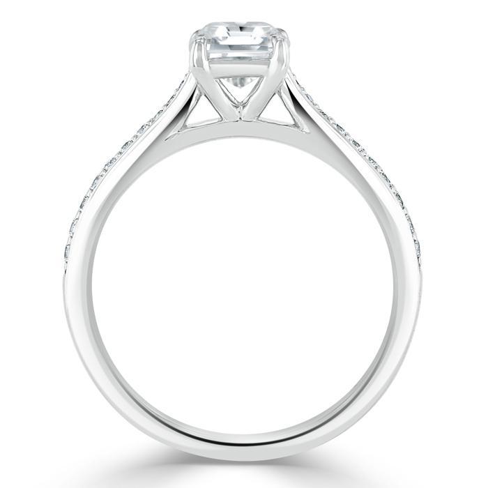 Asscher Cut Moissanite Engagement Ring, Classic Style