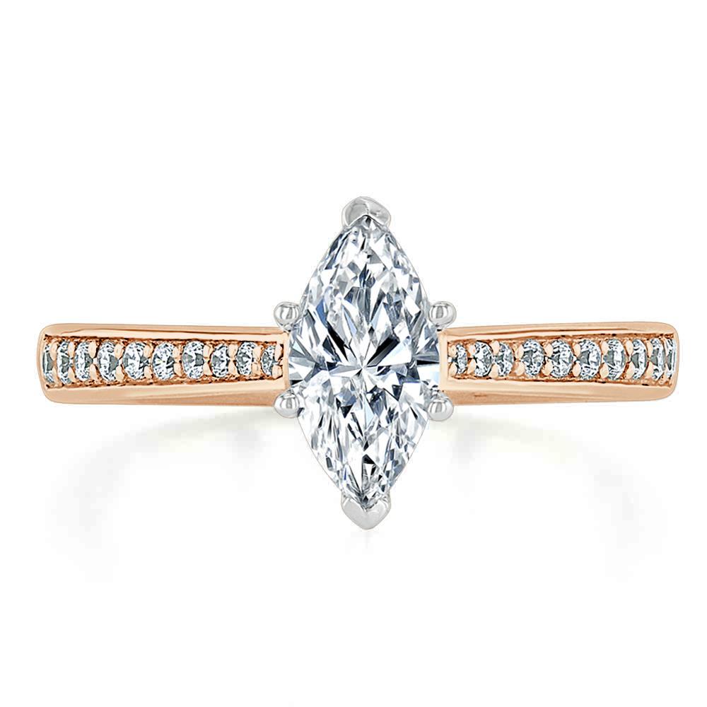 Marquise Cut Moissanite Engagement Ring, Classic Style