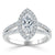 Marquise Cut Moissanite Halo Engagement Ring, Tiffany Style