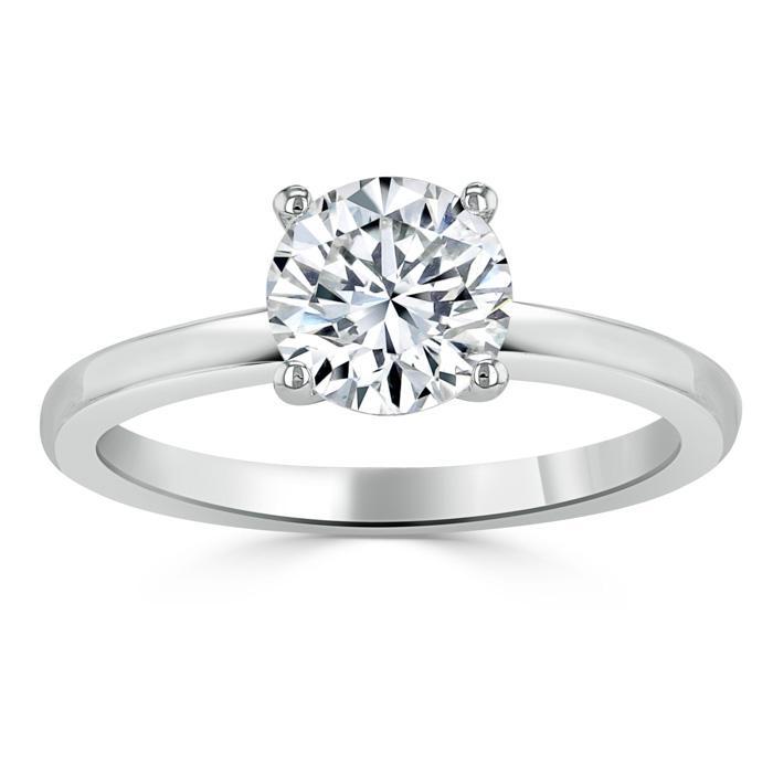 Round Cut Moissanite Engagement Ring, Classic Style