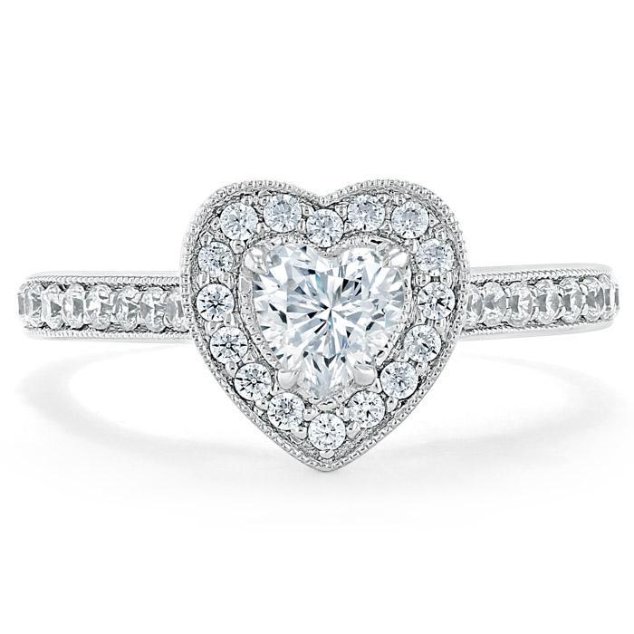 Heart Cut Moissanite Engagement Ring, Classic Halo