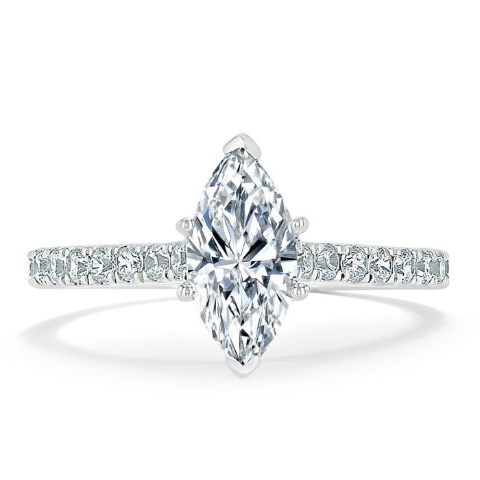 Marquise Cut Moissanite Engagement Ring, Classic Style