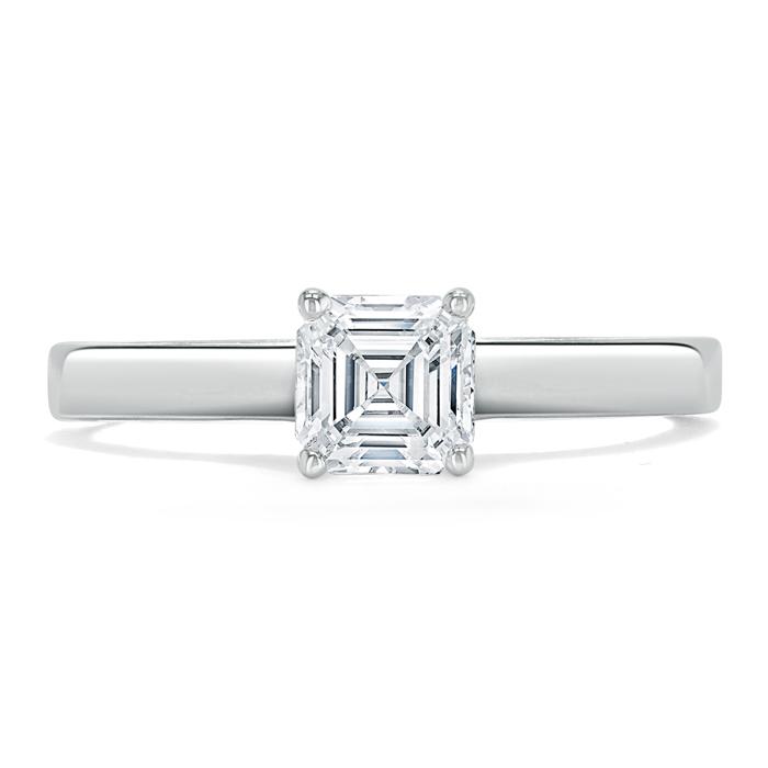 Asscher Cut Moissanite Engagement Ring, Classic Style