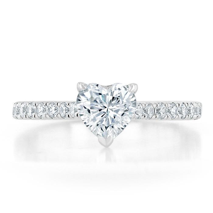 Heart Cut Moissanite Engagement Ring, Classic Style