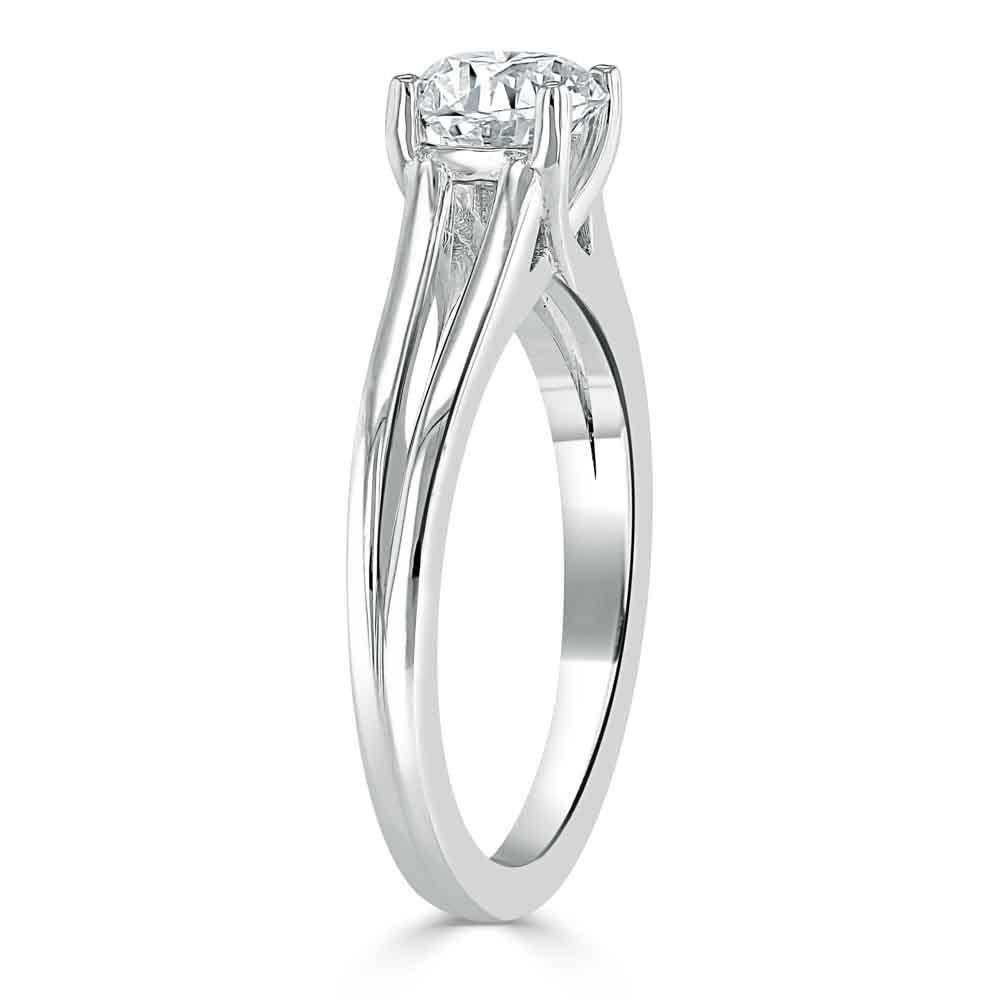 Asscher Cut Moissanite Engagement Ring, Classic Style with Split Shank