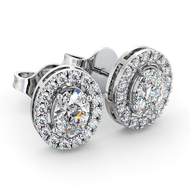 Halo Earrings 1.45ct each, Oval Cut