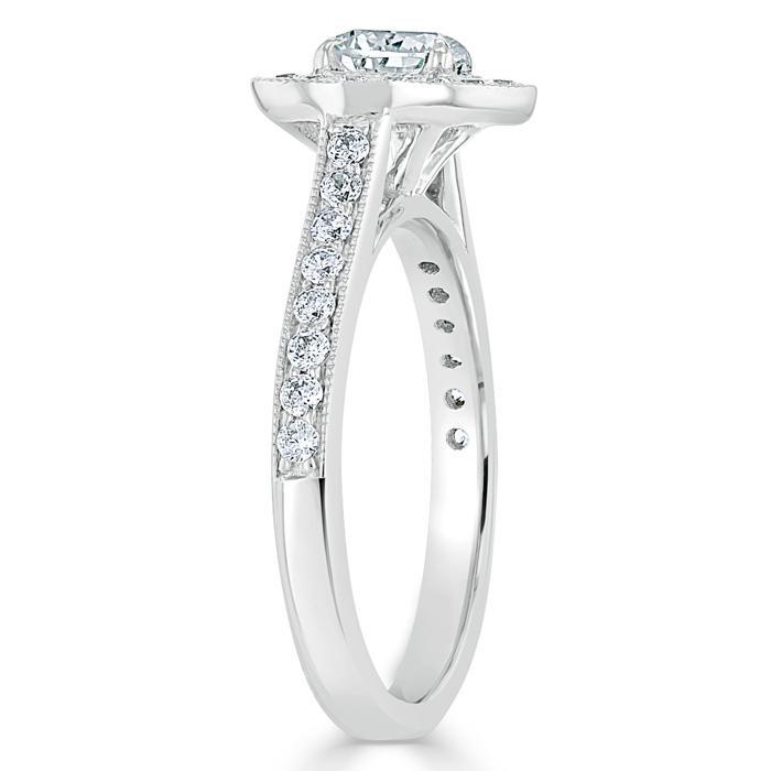 Heart Cut Moissanite Engagement Ring, Classic Halo