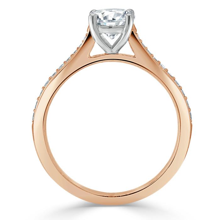 Round Cut Moissanite Engagement Ring, Classic Style