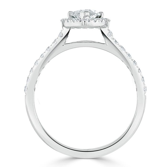 Marquise Cut Moissanite Halo Engagement Ring, Tiffany Style