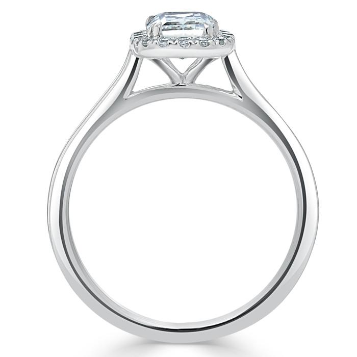 Cushion Cut Moissanite Halo Engagement Ring