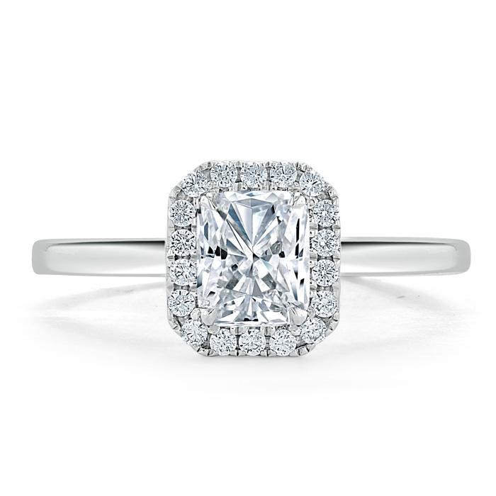 Radiant Cut Moissanite Halo Engagement Ring