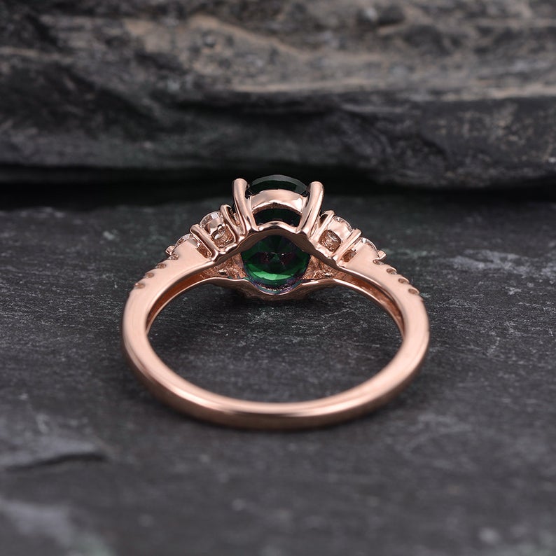 Emerald & Moissanite Vintage Inspired Ring